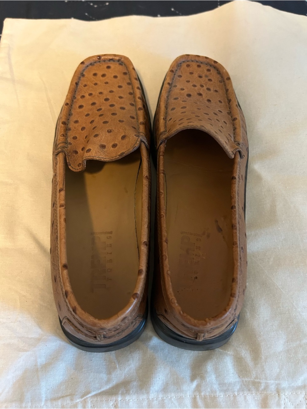 Tramp Tan Perforated Leather Loafers